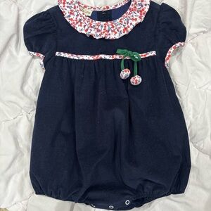 Navy Blue Bubble with cute 3D cherry accents